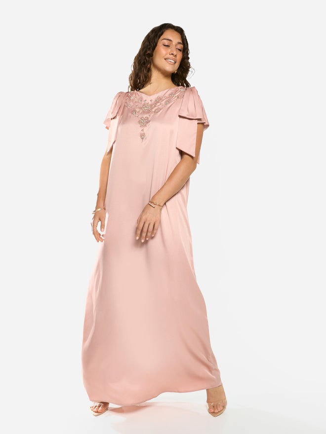 House of Moda Embellished Yoke Frill Sleeve Maxi Dress - Image 2