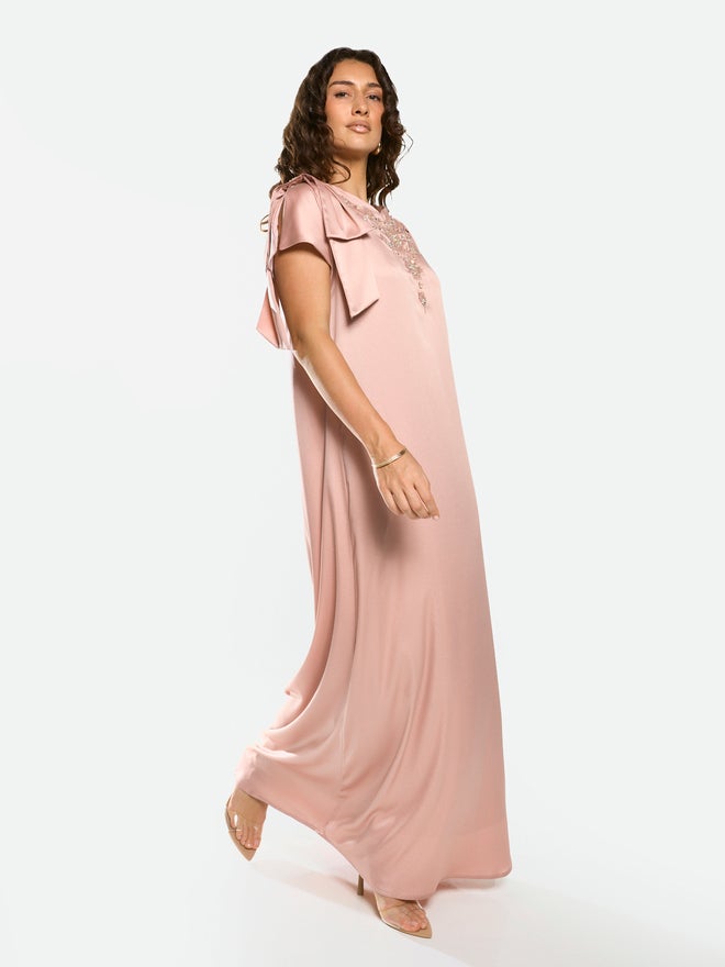 House of Moda Embellished Yoke Frill Sleeve Maxi Dress - Image 3