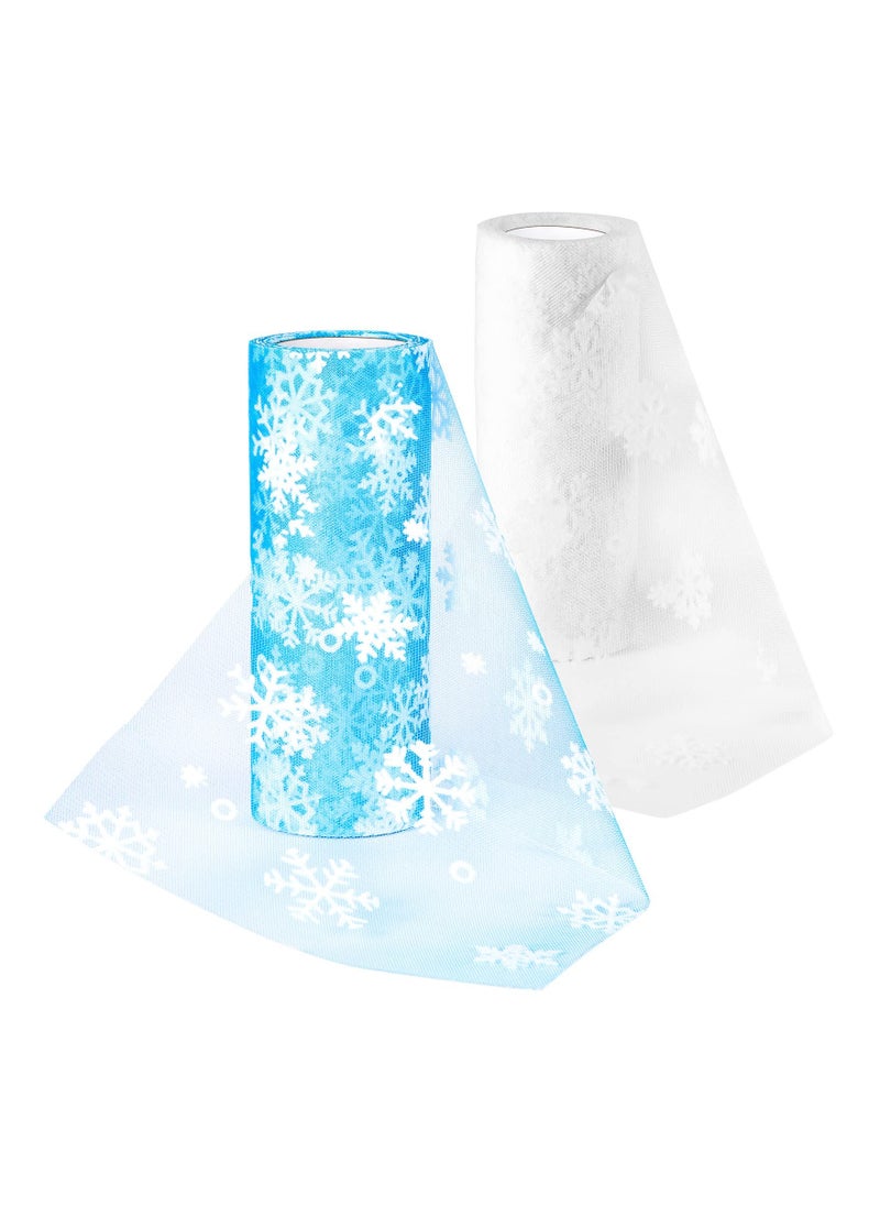 بيوينتي Snowflake Tulle Roll - 6 inch x 10 Yards, Perfect for Crafting, Bows, Tutu Skirts, and Wedding Party Decorations - 2 Rolls of Fabric Tulle Ribbon  - Image 2