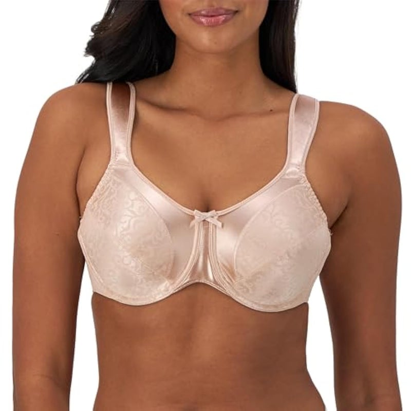 Bali صدرية بالي النسائية من الساتان بتصميم مقلل مع سلك تحت الصدر لون: روزوود 36DD - Image 1