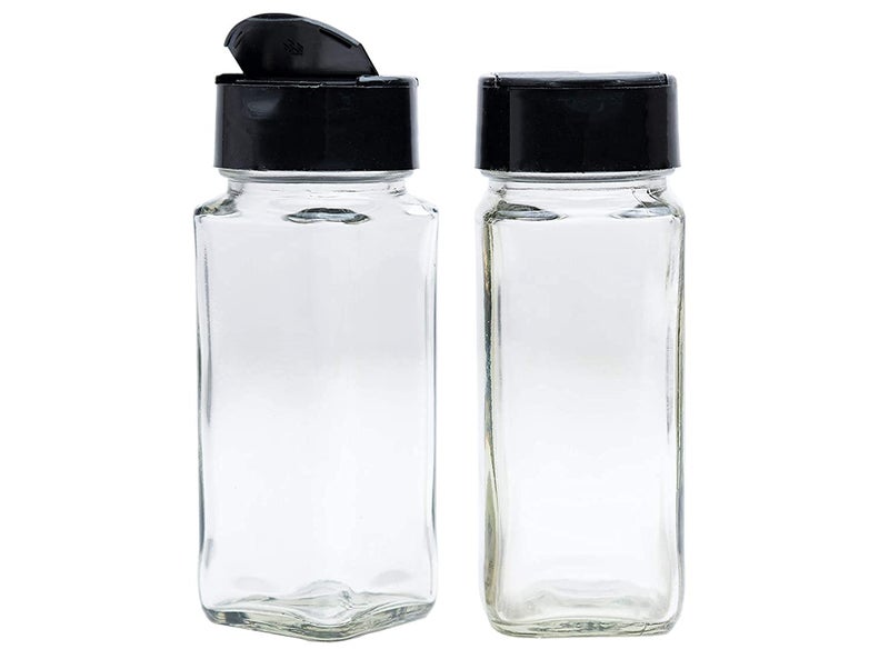 MARMIX 150 ml Clear Glass Jar Spice Holder Dispensers Salt Pepper Square Kitchen Storage Glass Jar for Oregano and Chilly Flakes Dispener with Lid Set of 4 12 - Image 1