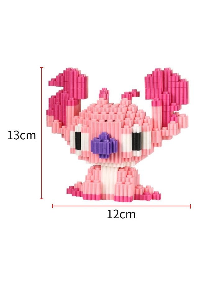 750-Piece Educational Toys Small Particles Granule Assembled Building Blocks, Disney Stitch Model Assembling Building Blocks Early Intelligent Toys for Children 6+ Years (Pink)  - Image 2