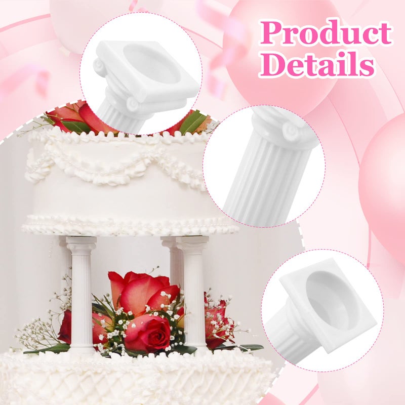 Hooshion 12 Pcs 3 Size Roman Column Cake Stand, Column Cake Tiered Stands Cake Pillars, Fondant Cakes Tier Separator Support Stand - Image 1