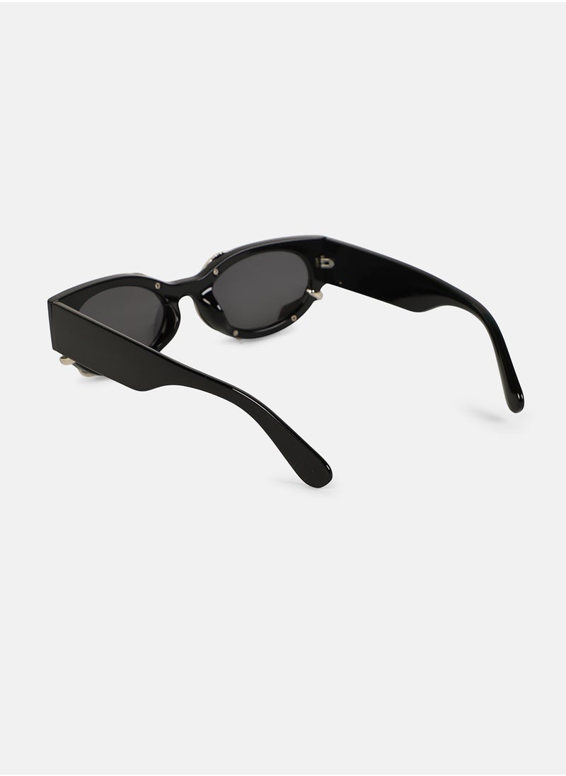 Haute Sauce Haute Sauce Women's The Serpent Oval Sunglass For Casual Wear | One-Size | Onyx Black Polycarbonate Frame | Midnight Black Full Colour Polarized Lens | Full Rim | Eyewear For Woman & Girls  - Image 4