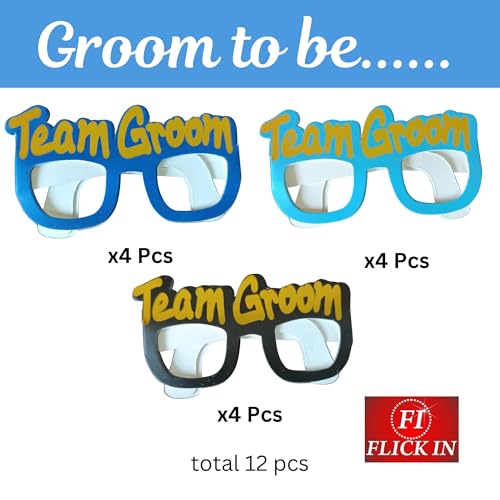 FI - FLICK IN 12pcs Team Groom to Be Wedding Goggle Combo Set Decoration Items Bachelorette Party Decorations Kit (Pack of 12, Multicolor) - Image 3
