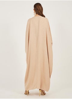 Styli Textured Batwing Sleeve Abaya with Lace Detail  - Image 5