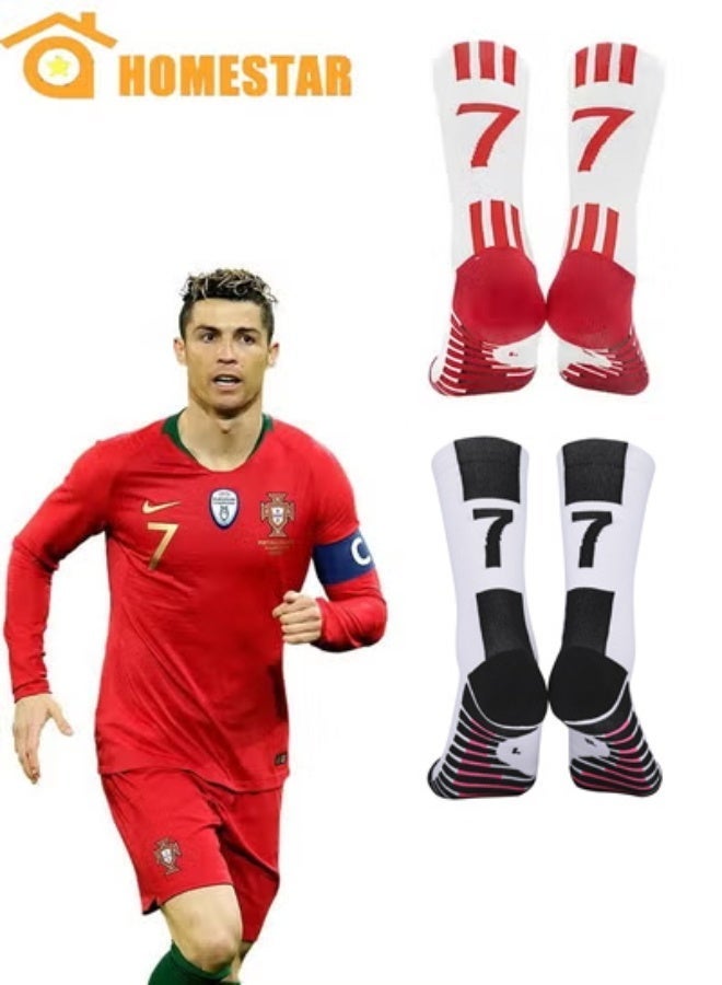 HOMESTAR 2 Pairs Football Socks, Athletic Socks with 3D Ankle Protection, Basketball Socks & Running Socks, Compression Cushion Sport Soccer Socks Unisex - Image 1
