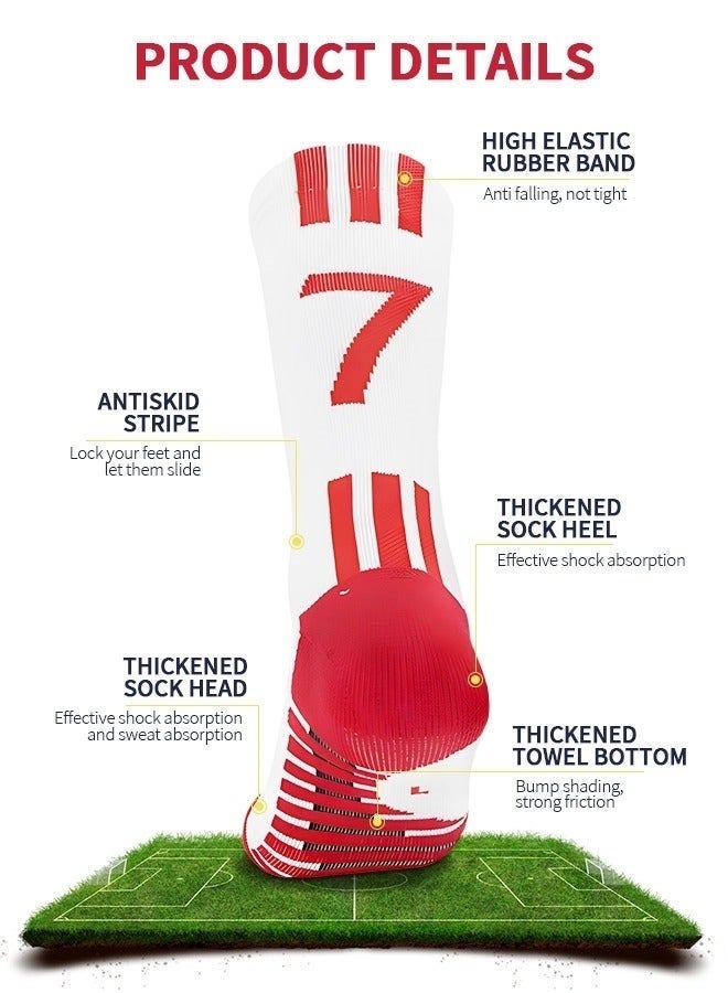 HOMESTAR 2 Pairs Football Socks, Athletic Socks with 3D Ankle Protection, Basketball Socks & Running Socks, Compression Cushion Sport Soccer Socks Unisex - Image 2