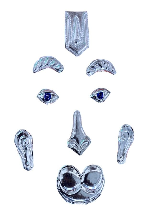 Achleshwar Hanuman Mukharbind Shringar Set | German Silver Face Decoration for Hanuman Idol | Traditional Puja Shringar Accessory | Silver | 6 Inch - Image 1
