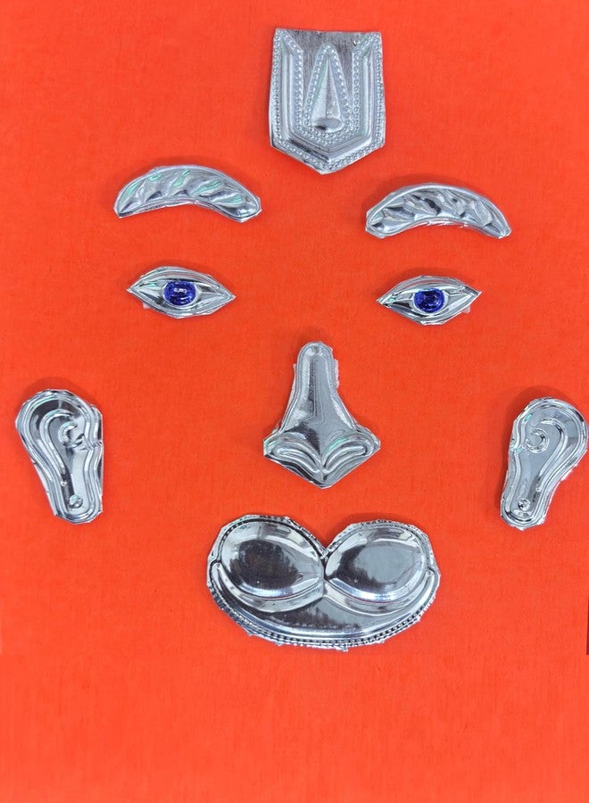 Achleshwar Hanuman Mukharbind Shringar Set | German Silver Face Decoration for Hanuman Idol | Traditional Puja Shringar Accessory | Silver | 6 Inch - Image 3