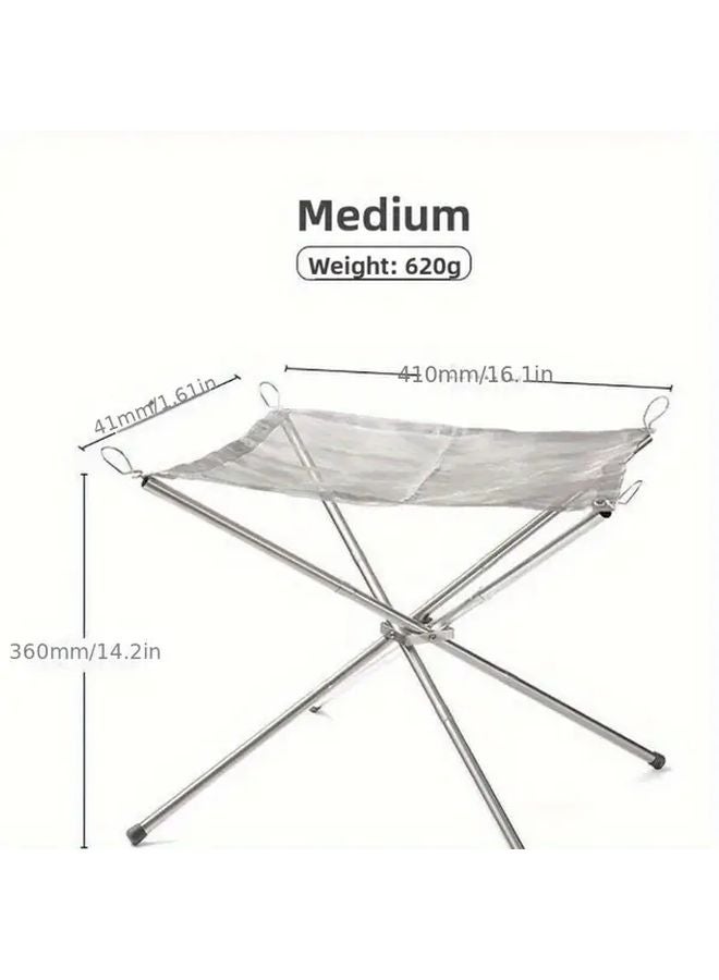 Loquat Medium Full Set 16x16x14 Inch Heavy Duty Foldable Fire Pit With Tripod Base For Camping Backyard Bonfires BBQs - Image 4