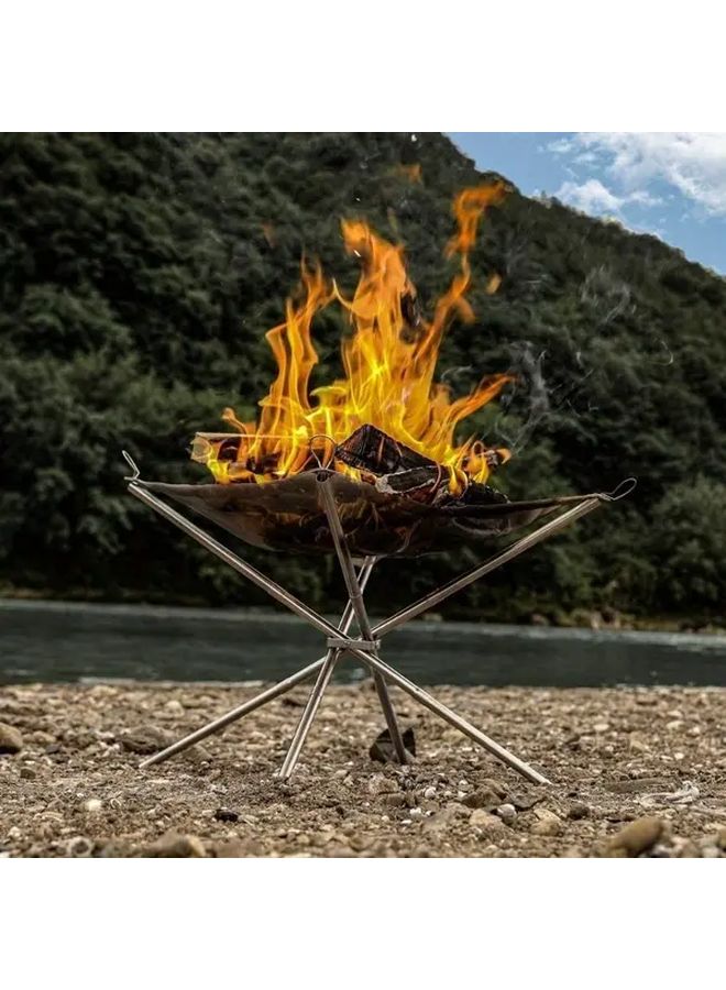 Loquat Medium Full Set 16x16x14 Inch Heavy Duty Foldable Fire Pit With Tripod Base For Camping Backyard Bonfires BBQs - Image 2