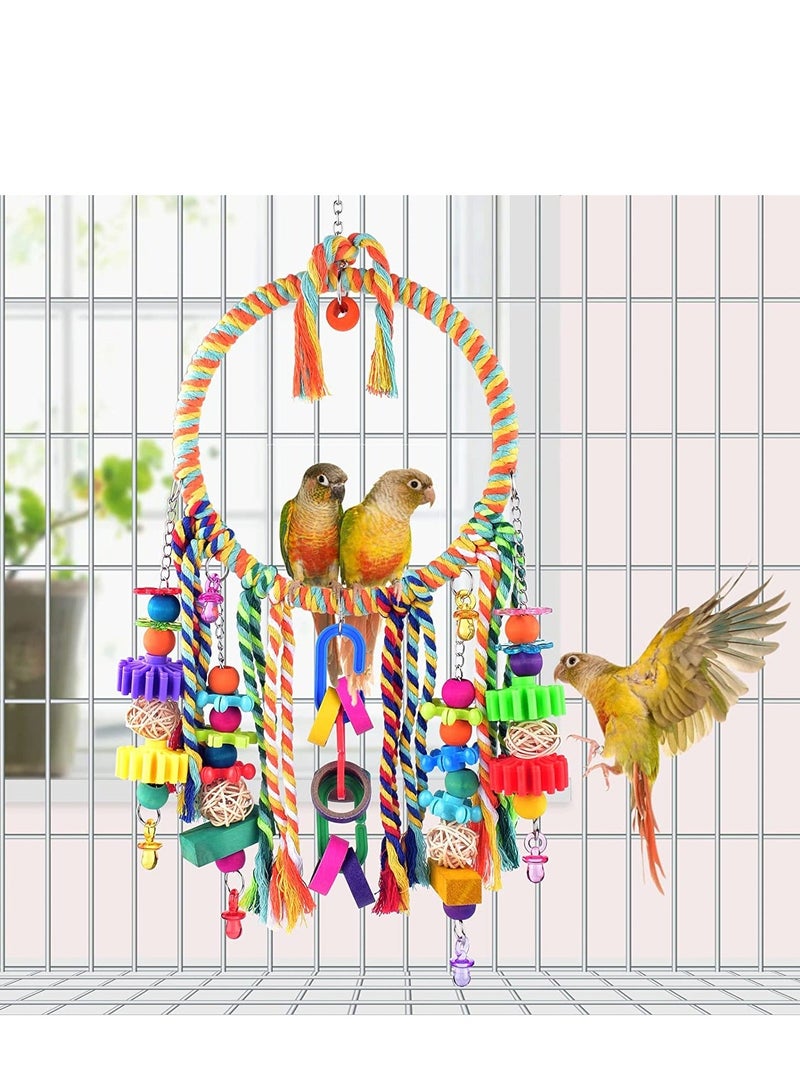 Bird Toys, Parrot Swing Toys, Bird Perch with Colorful Chewing Toys,  Bird Cage  for Budgerigar, Parakeet, Conure, Cockatiel, Mynah, Love Birds, Finches and Other Small to Medium Birds - Image 2