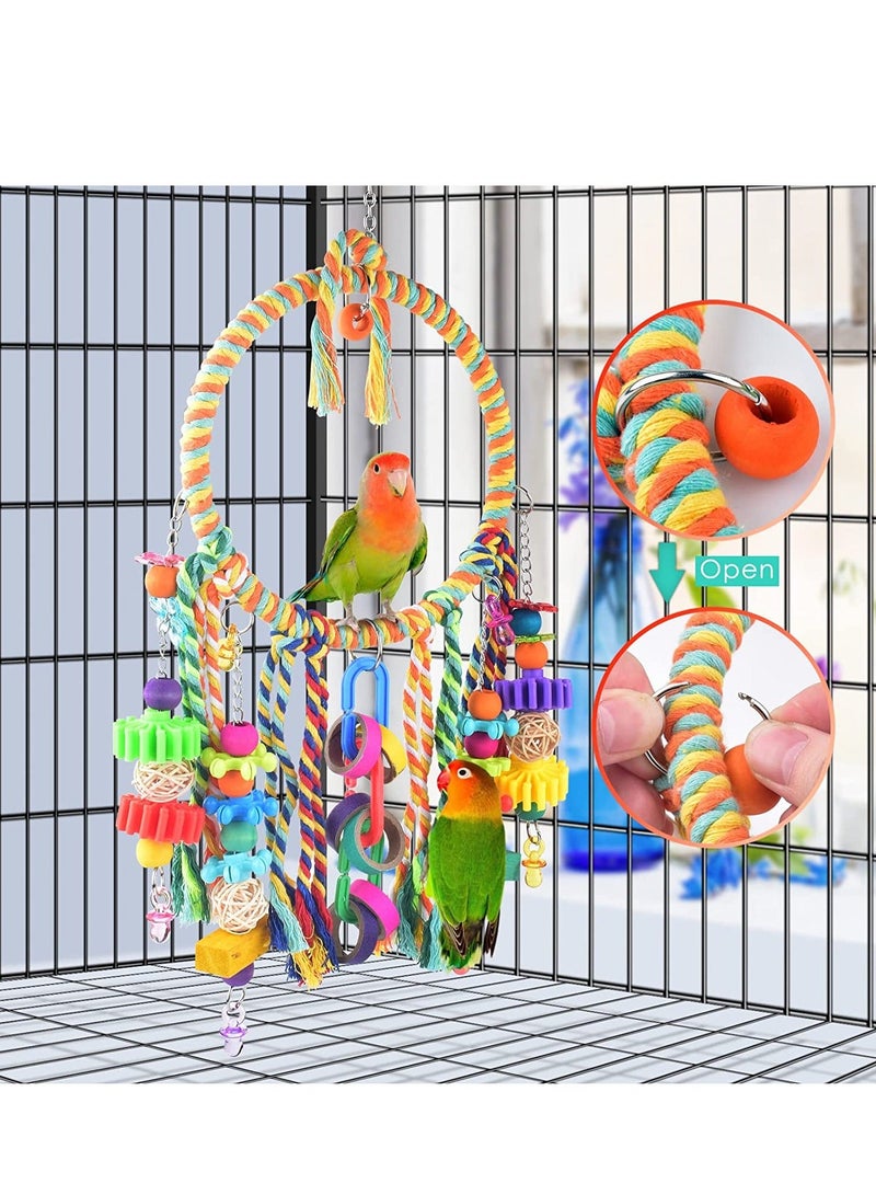 Bird Toys, Parrot Swing Toys, Bird Perch with Colorful Chewing Toys,  Bird Cage  for Budgerigar, Parakeet, Conure, Cockatiel, Mynah, Love Birds, Finches and Other Small to Medium Birds - Image 3