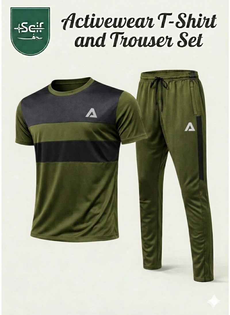 Saif Collection Regular Fit Crew Neck T-Shirt with Comfortable Trousers (Practical Activewear Set) | Co-Ord Set - Image 1