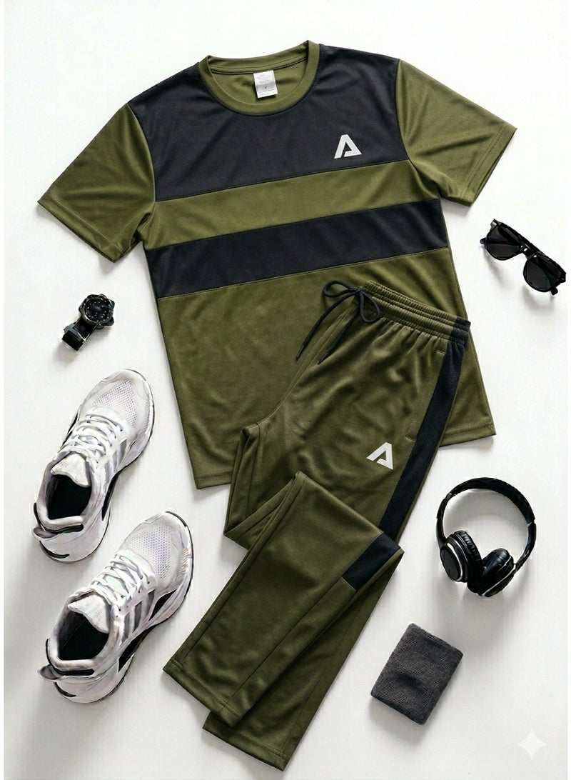Saif Collection Regular Fit Crew Neck T-Shirt with Comfortable Trousers (Practical Activewear Set) | Co-Ord Set - Image 3