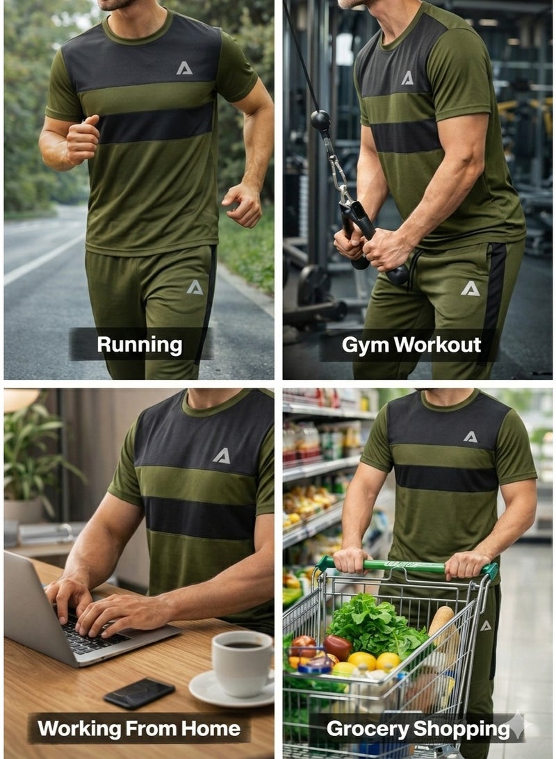 Saif Collection Regular Fit Crew Neck T-Shirt with Comfortable Trousers (Practical Activewear Set) | Co-Ord Set - Image 4