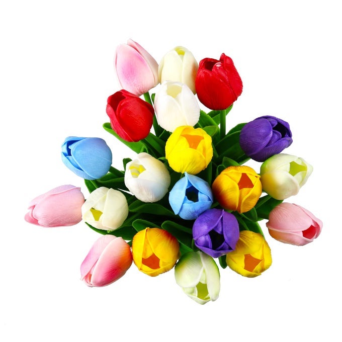 10PCS ARTIFICIAL TULIPS REAL TOUCH FAKE FLOWERS WITH STEMS FOR HOME OFFICE WEDDING VALENTINES DAY DECORATION SILK TULIPANES ARTIFICIALES