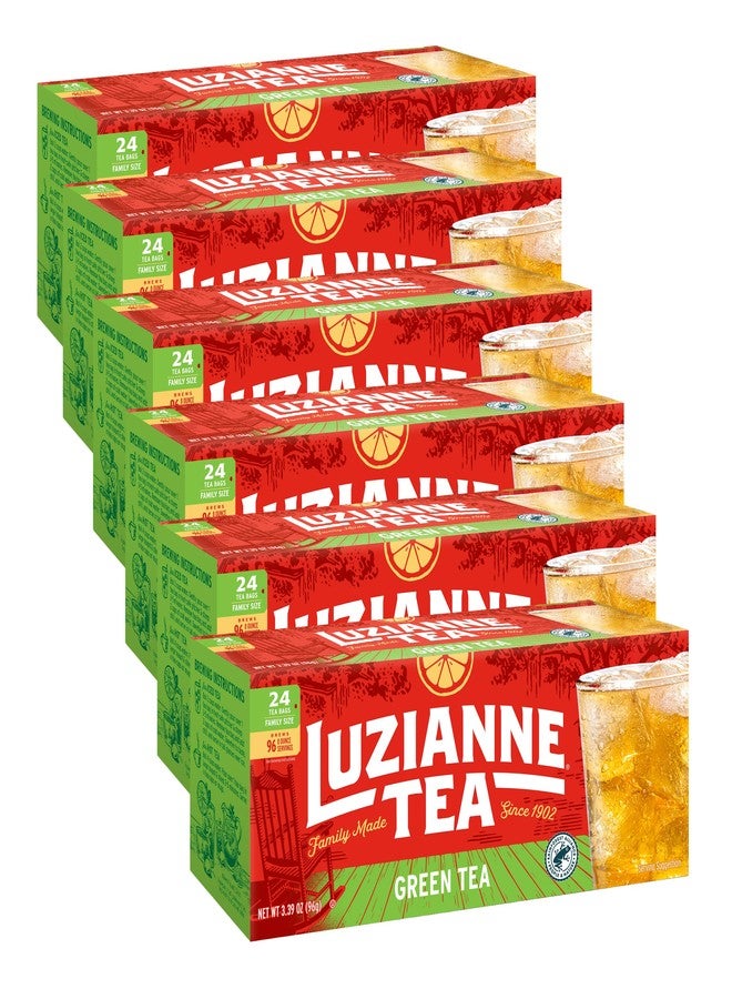Luzianne أكياس شاي لوزيان الأخضر، حجم عائلي، علبة تحتوي على 24 كيس (عبوة من 6 أكياس) - Image 1