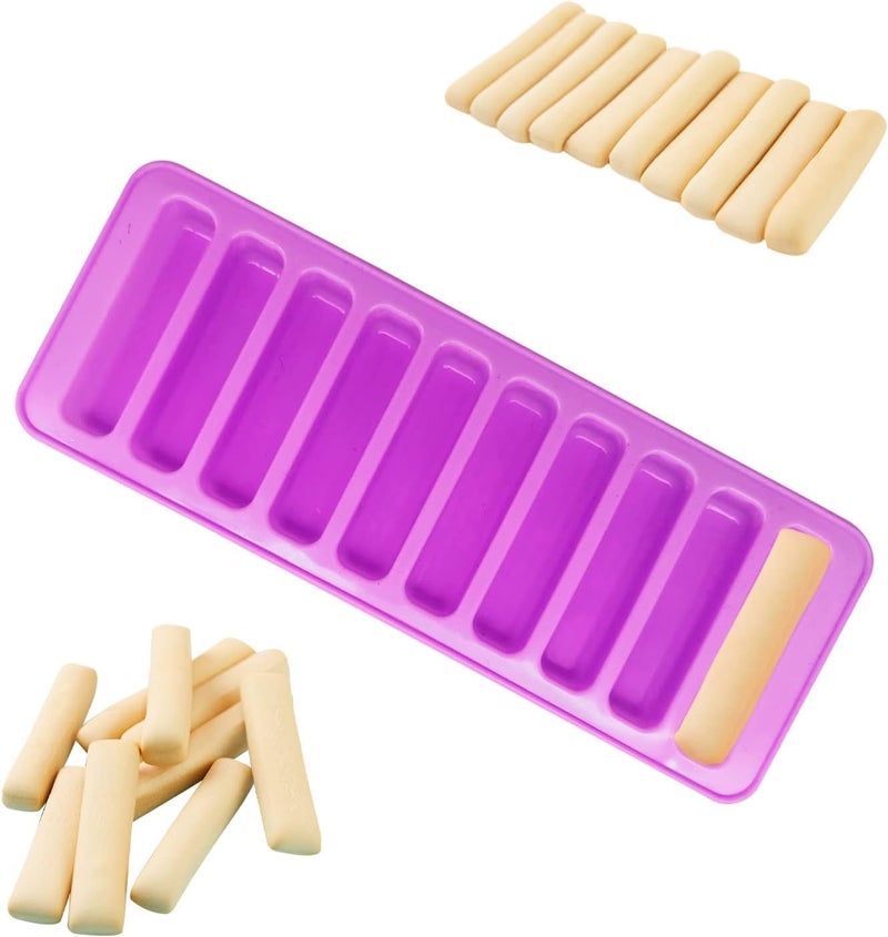 Bamutu Long Strips Silicone Mold Finger Shaped Cookie Molds 2 PCS-10 Cavity Chocolate Rectangular Cereal Bar Molds Ice Cube Tray Jelly Cake Candy Baking Tools - Image 3