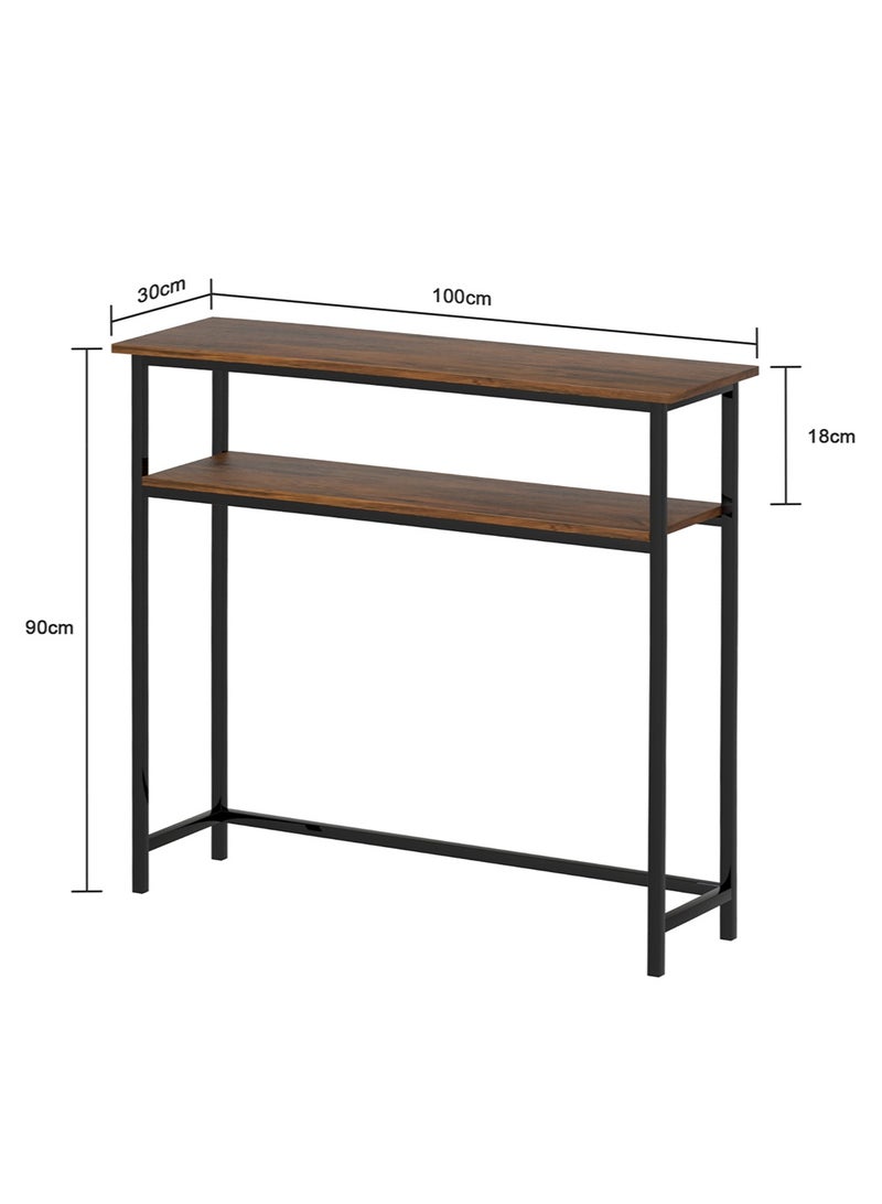 AnneFish 2pcs 100*30*90cm Console Table 2 Tier Simple Sofa Table Home Coffee Corner Display Entryway Table for Couch Hallway Entrance Living Room - Image 3