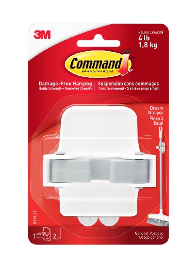 ثري ام قابض مكنسة ذاتي اللصق لا يسبب التلف بتصميم بلاستيكي أنيق متين وشريطين لاصقين أبيض 3.34 x 3.12 x 1.85 بوصة 17007-ES