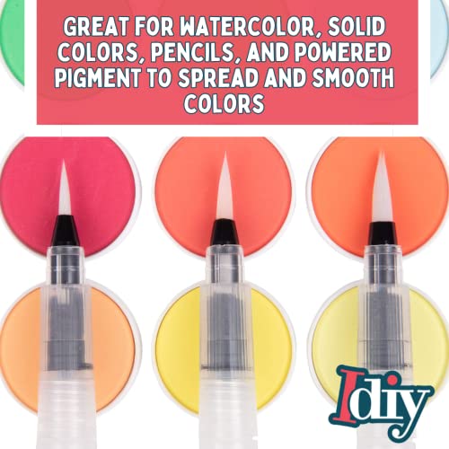 SCS Direct Refillable Water Color Brush Pen Set of 24 (3 Different Thicknesses & 8 of Each Size) Multi Purpose Artist Grade Watercolor Brushes for DIY Painting & Lettering - Image 3