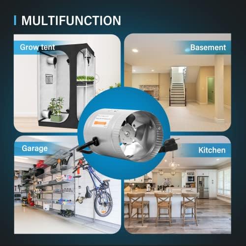 iPower مروحة قنوات تعزيز هواء iPower بقطر 4 بوصات 100 CFM لنظام التهوية HVAC مع ضوضاء منخفضة لخيمة النمو، القبو، الحمامات، المطابخ والعلية - Image 4