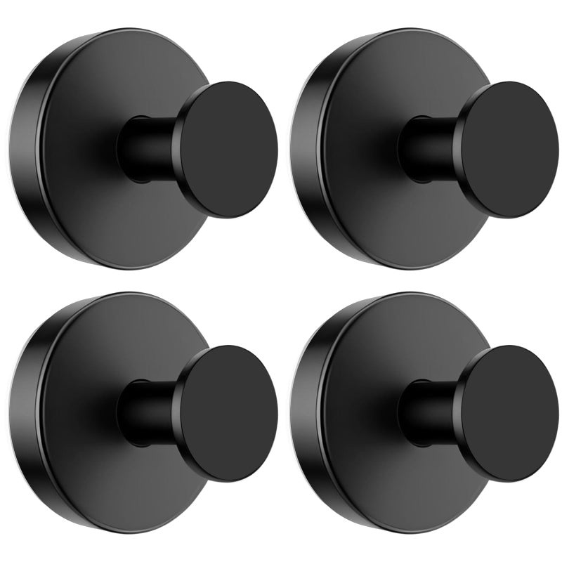 BKV Suction Cup Hooks for Glass Window,Removable Shower Hooks for Inside Shower,Metal Towel Hooks for Bathrooms,4 Pack(Black) - Image 1