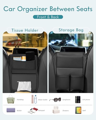 FLORICH Car Organizer Storage Between Seats Leather Seat Organizer Purse Holder Between Seats Automotive Consoles Organizers Storage Car Organizer - Image 3