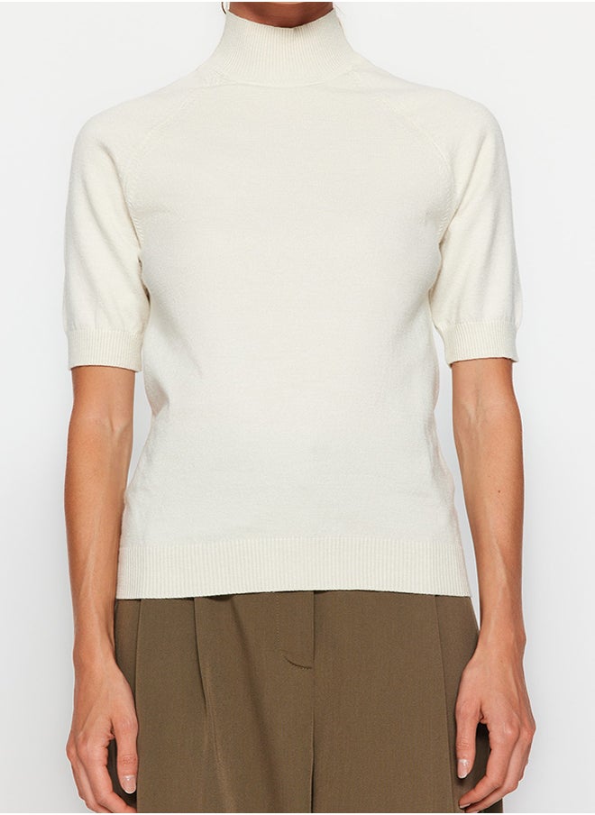 trendyol - Ecru Premium Yarn / Special Yarn Soft Touch Basic Knitted Blouse TWOAW24BZ00005 - Image 1