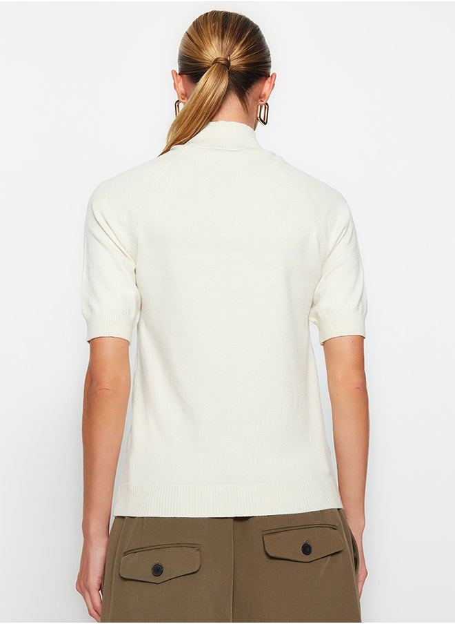 trendyol - Ecru Premium Yarn / Special Yarn Soft Touch Basic Knitted Blouse TWOAW24BZ00005 - Image 1