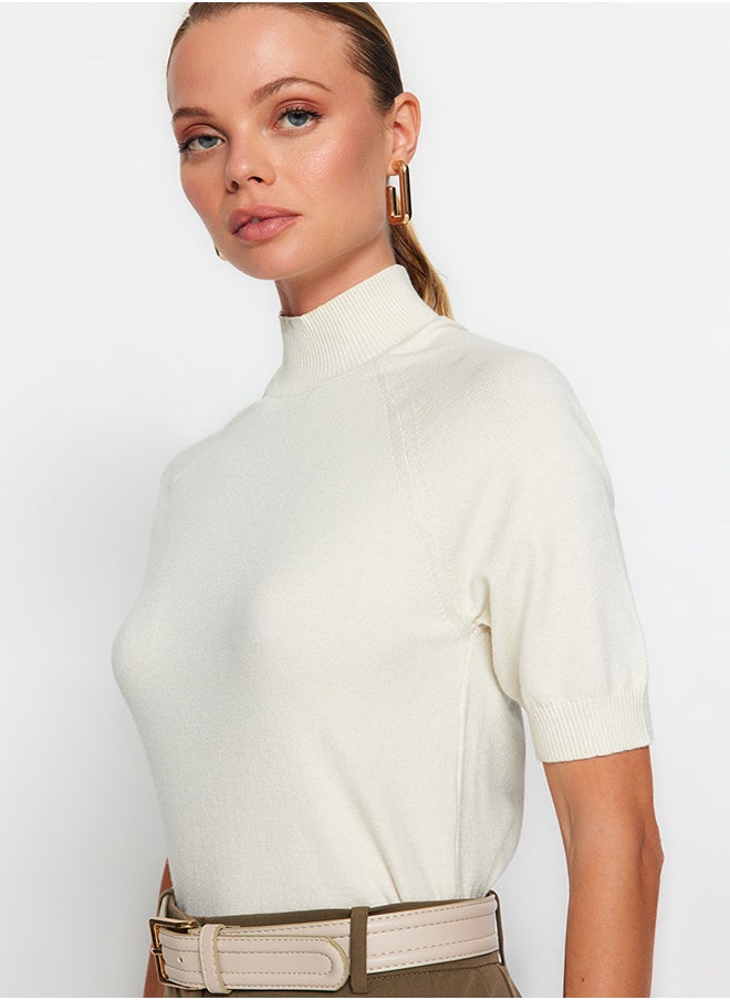 trendyol - Ecru Premium Yarn / Special Yarn Soft Touch Basic Knitted Blouse TWOAW24BZ00005 - Image 1