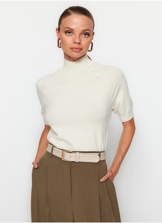trendyol - Ecru Premium Yarn / Special Yarn Soft Touch Basic Knitted Blouse TWOAW24BZ00005 - Image 1