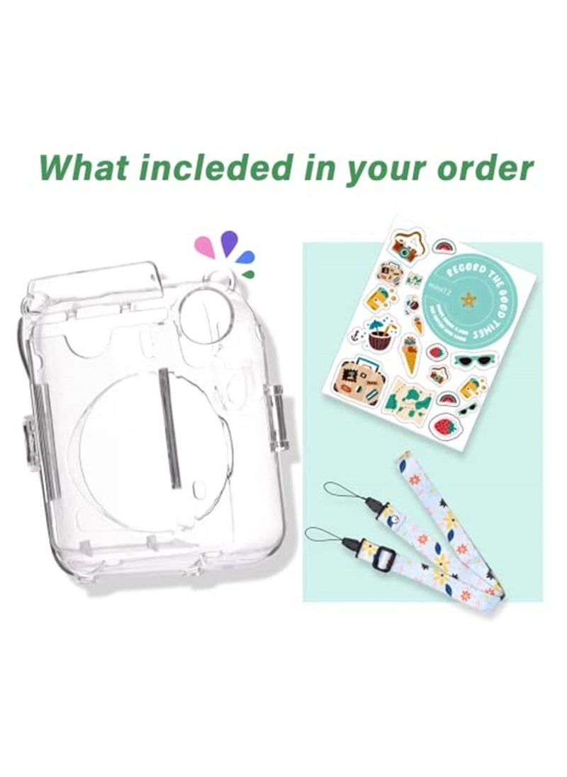 Generic Transparent Protective Case for Fujifilm Instax Mini 12 Instant Camera Photo Storing Box Shoulder Strap Beautiful Sticker  - Image 5
