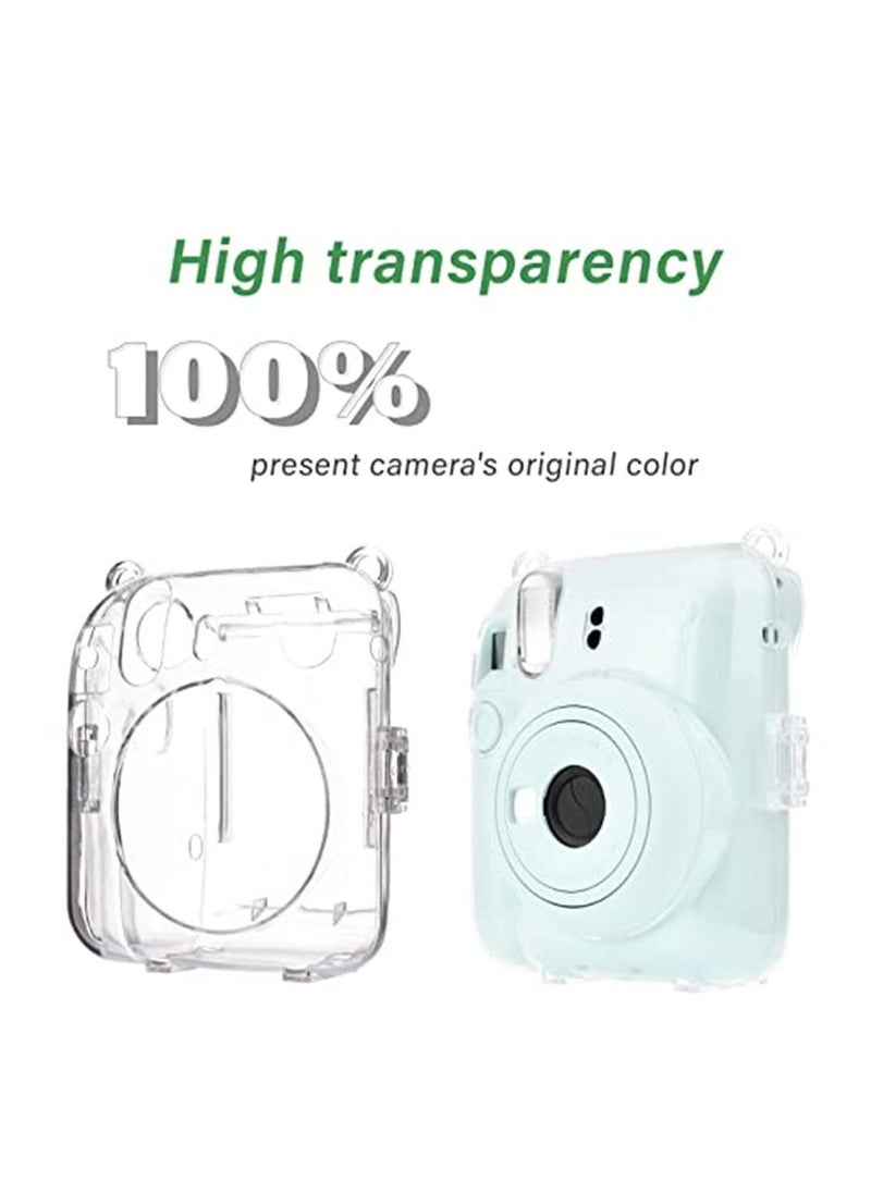 Generic Transparent Protective Case for Fujifilm Instax Mini 12 Instant Camera Photo Storing Box Shoulder Strap Beautiful Sticker  - Image 2