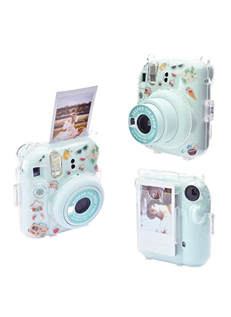 Generic Transparent Protective Case for Fujifilm Instax Mini 12 Instant Camera Photo Storing Box Shoulder Strap Beautiful Sticker  - Image 4