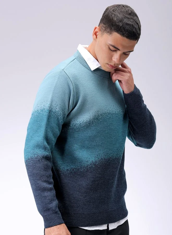 شركة المرآب الهندية Men Relaxed Fit Textured Crew Neck Sweater