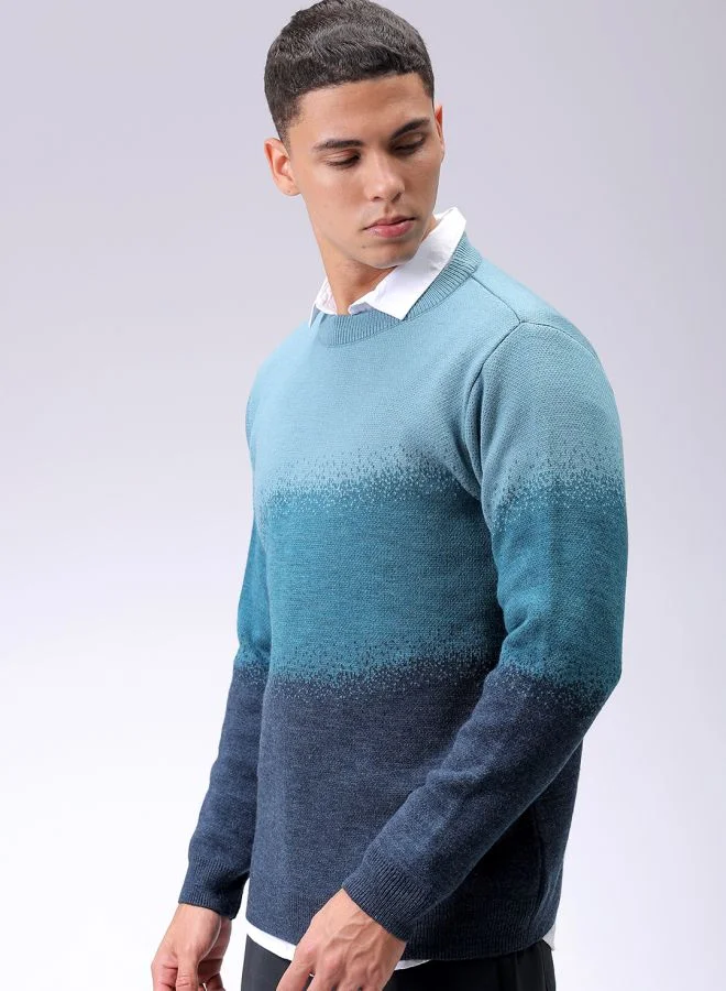 شركة المرآب الهندية Men Relaxed Fit Textured Crew Neck Sweater