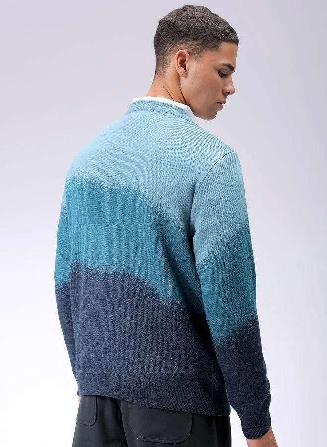 شركة المرآب الهندية Men Relaxed Fit Textured Crew Neck Sweater