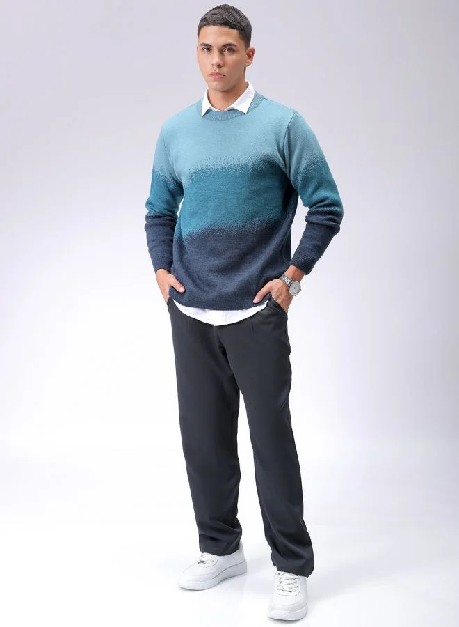 شركة المرآب الهندية Men Relaxed Fit Textured Crew Neck Sweater