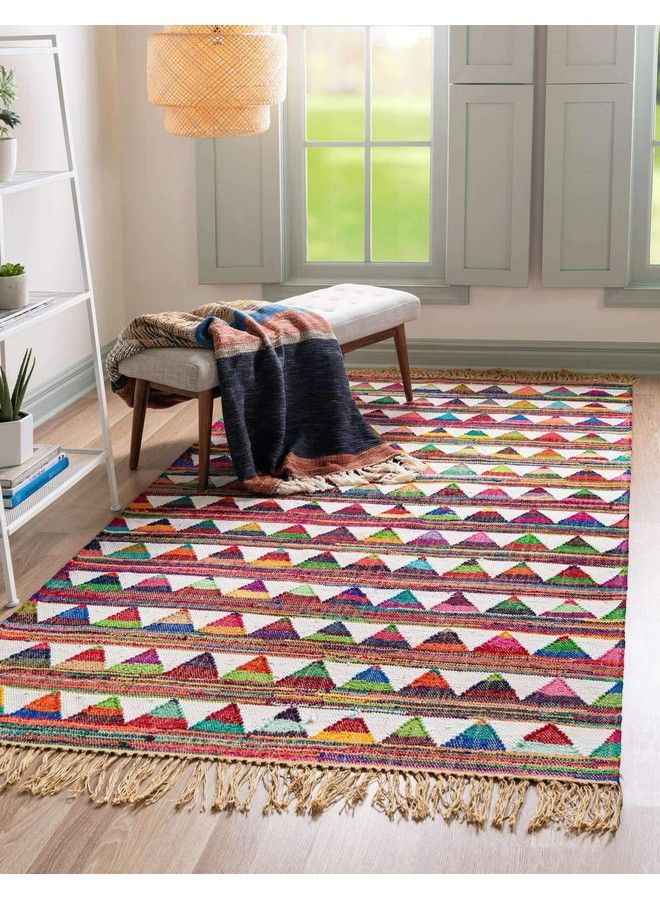 Unique Loom Chindi Trellis Collection Modern Geometric Bright Colors Southwestern Area Rug (2' 0 X 3' 0 Rectangular Multi Ivory) - Image 1