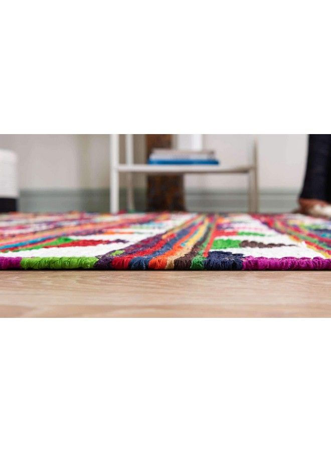 Unique Loom Chindi Trellis Collection Modern Geometric Bright Colors Southwestern Area Rug (2' 0 X 3' 0 Rectangular Multi Ivory) - Image 4