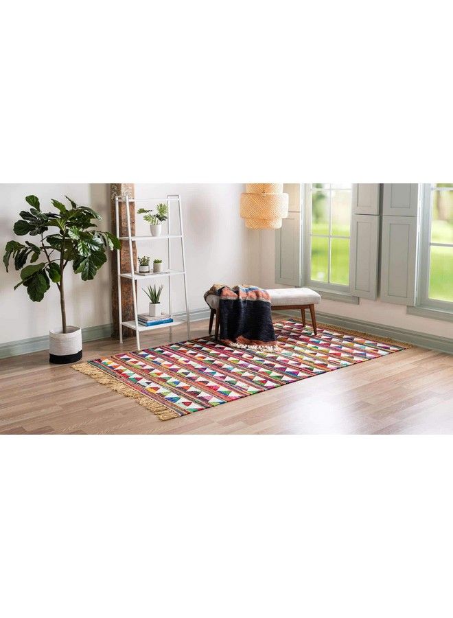 Unique Loom Chindi Trellis Collection Modern Geometric Bright Colors Southwestern Area Rug (2' 0 X 3' 0 Rectangular Multi Ivory) - Image 3