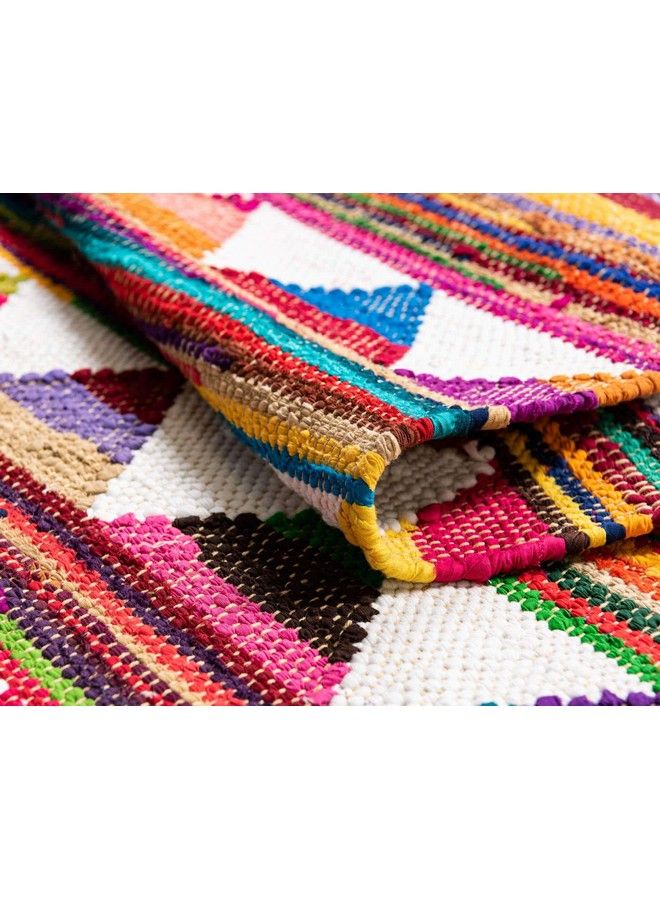 Unique Loom Chindi Trellis Collection Modern Geometric Bright Colors Southwestern Area Rug (2' 0 X 3' 0 Rectangular Multi Ivory) - Image 5