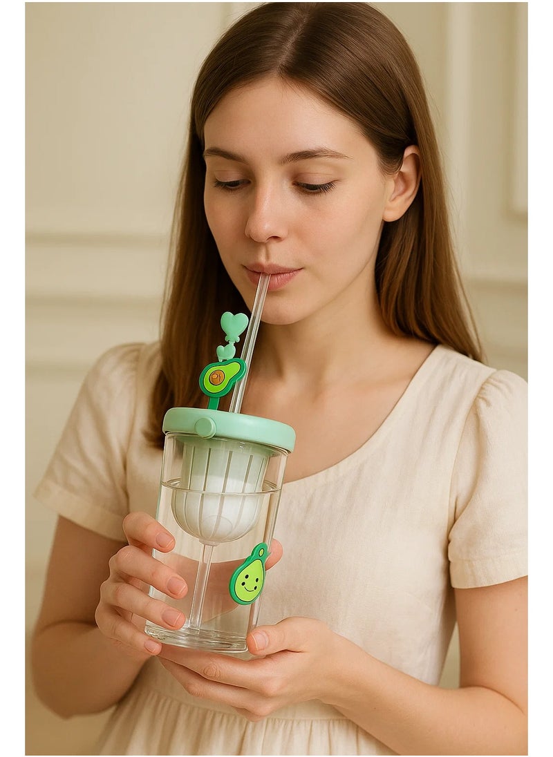 Mug Qeen - A mug for international and cold drinks + a straw with a lid + a beverage strainer - Image 1