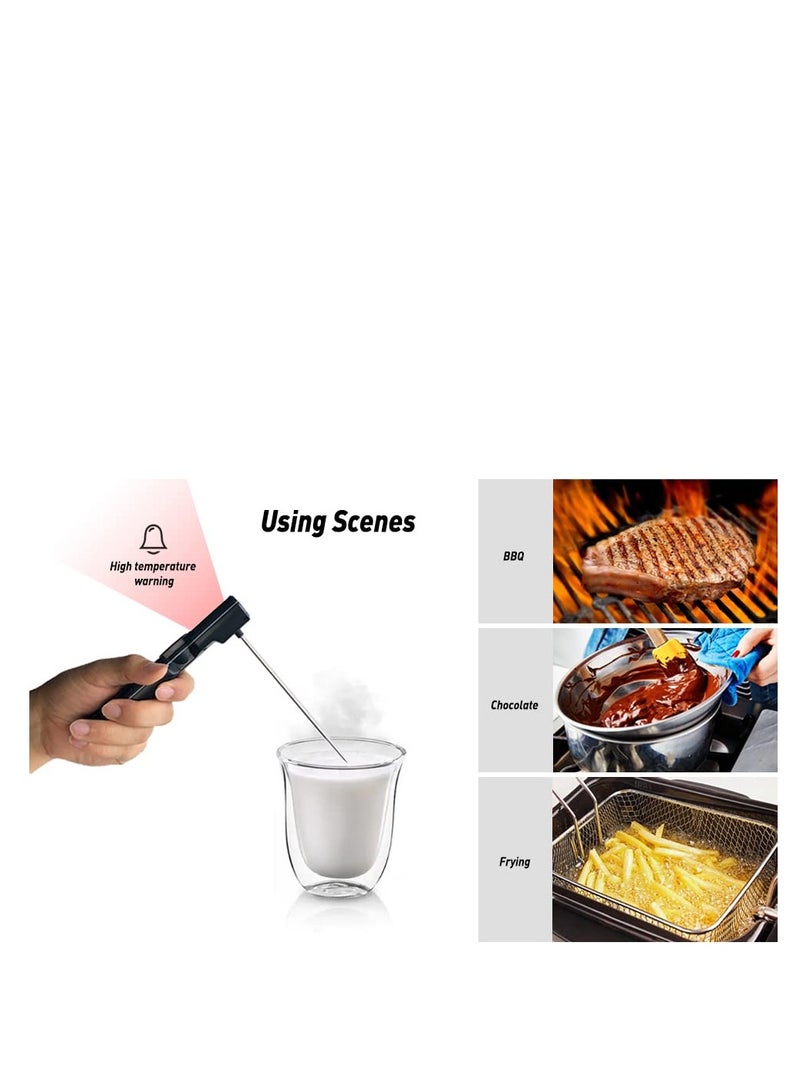 SYOSI ميزان حرارة رقمي للطعام واللحوم مع إعداد درجة الحرارة والتنبيه - أفضل ميزان حرارة سريع القراءة ومقاوم للماء مع مغناطيس وإضاءة خلفية ومعايرة ومسبار قابل للطي (أسود رمادي) - Image 4