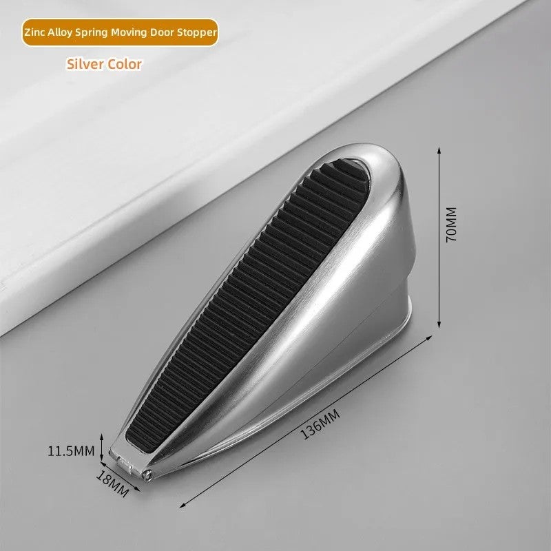 Bluejw Modern Non-Collision Spring Door Stopper - Punch-Free Door Wedge Holder, Non-Slip Thickened Black Rubber, Windproof Moving Door Stops-Tools - Image 1