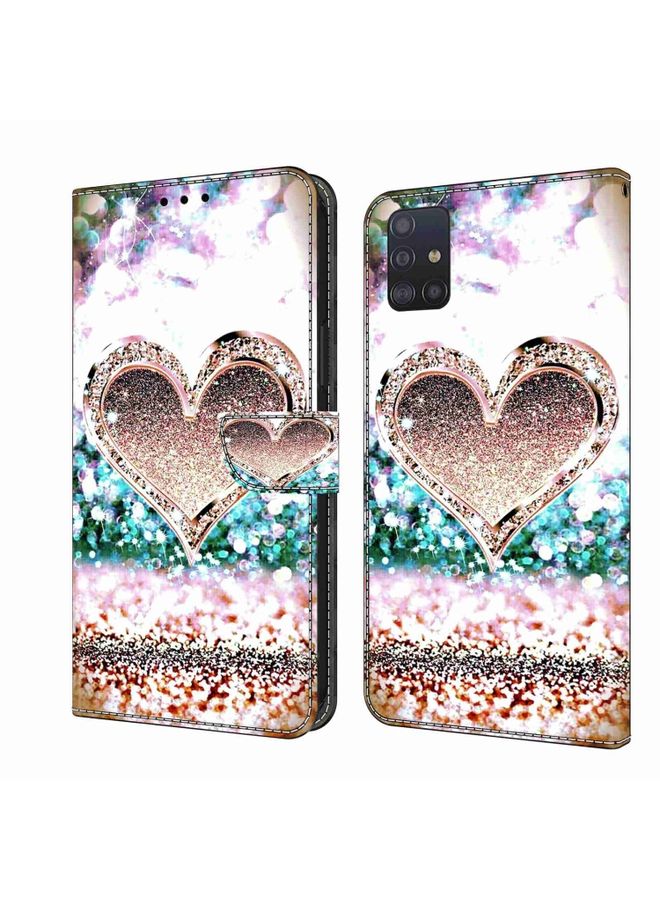 BGM Case Cover For Samsung Galaxy A71 4G Crystal 3D Shockproof Protective Leather Phone Case Pink Diamond Heart