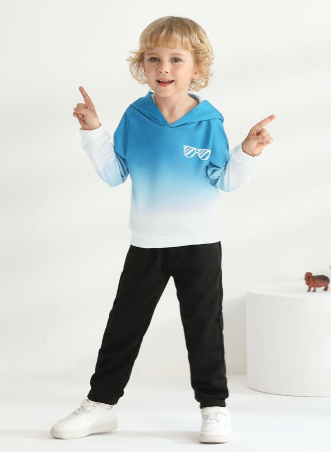 nilikastta Toddler Baby Boy Clothes Long Sleeve Gradient Color Design Hoodie With Pants 2pcs Fall Winter Outfit Set 1-5T, A Blue, 3-4 years - Image 2